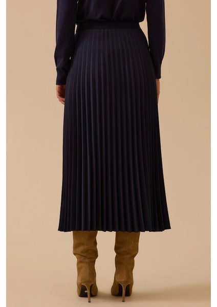 Kadın Esnek Bel Pliseli Basic Etek 1019 Lacivert modelleri