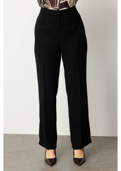 Kadın Büyük Beden Bol Paça Krep Pantolon 1033 Siyah modelleri