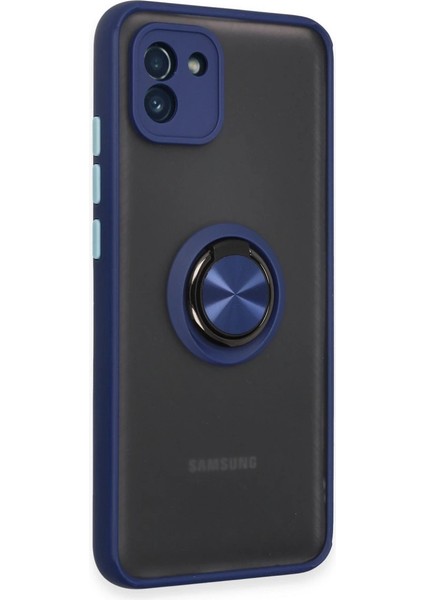 Buğz Samsung Galaxy A03 Kılıf Montreal Yüzüklü Silikon Kapak - Lacivert fiyatları