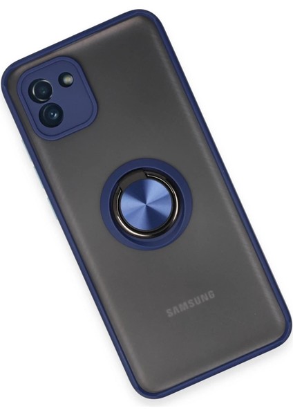 Buğz Samsung Galaxy A03 Kılıf Montreal Yüzüklü Silikon Kapak - Lacivert modelleri