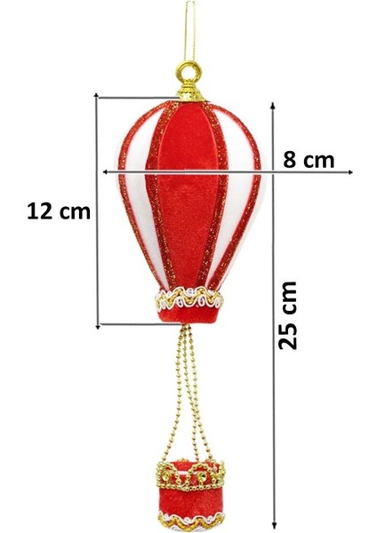 Balon Figürlü Yılbaşı Ağaç Süsü Kadife Yeni Yıl Dekorasyonu Kırmızı Beyaz 25 cm fiyatları