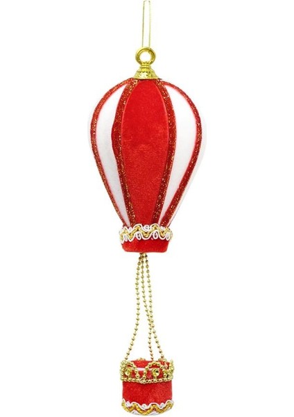 Balon Figürlü Yılbaşı Ağaç Süsü Kadife Yeni Yıl Dekorasyonu Kırmızı Beyaz 25 cm modelleri