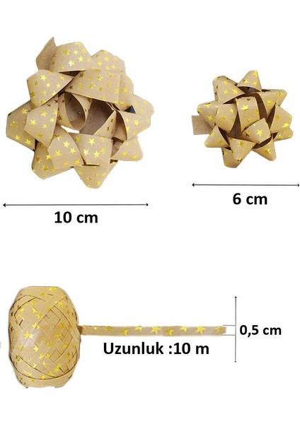 Hediye Paketleme Seti Kağıt Fiyonk ve Kurdele Kraft-Gold 3'lü fiyatları