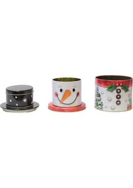 Yılbaşı Temalı Kardan Adam Figürlü Metal Hediye ve Saklama Kutusu 3'lü Set fiyatları