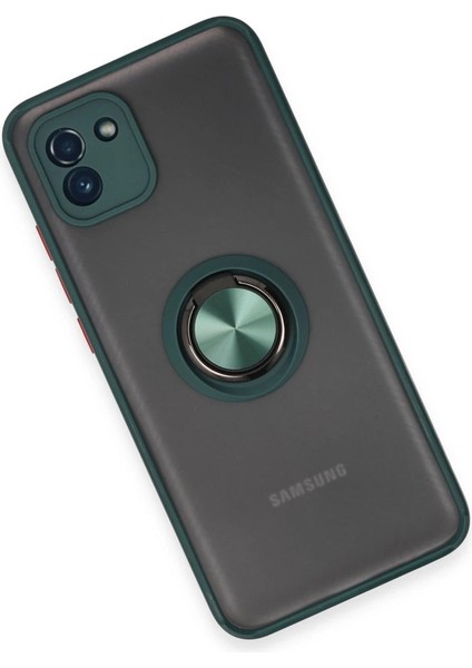 Buğz Samsung Galaxy A03 Kılıf Montreal Yüzüklü Silikon Kapak - Yeşil modelleri