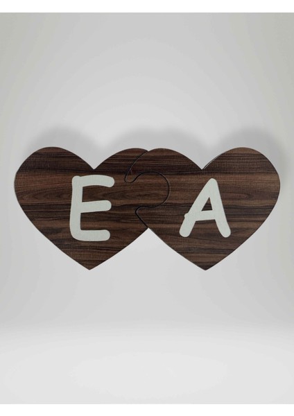 E Harfi (Sol Parça) – Ahşap Puzzle Kalp Harf Magnet – Buzdolabı Süsü – Ikili Uyumlu (KOD:1000) modelleri