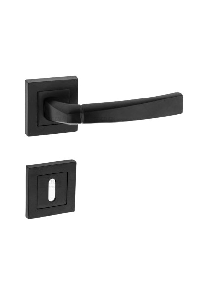 Gonca Kol Kare Rozetli Siyah Oda Kapı Kolu