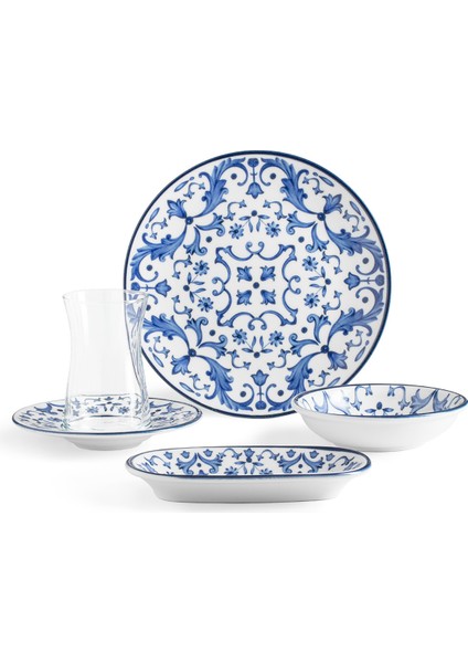 Celaya 26 Parça Kahvaltı Takımı - Mavi/beyaz