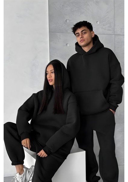 Kadın Erkek Çiftlere Özel 3 Iplik Kalın Oversize Kapüşonlu Eşofman Takımı – Tekli fiyatları