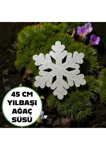 Yılbaşı Ağaç Süsü 45 cm Simli Kar Tanesi Büyükboy Çift Taraflı Noel Kar Tanesi 1 Adet