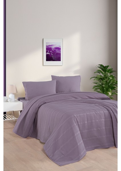 Pamuk Pike Yatak Örtüsü Seti -Lastikli Çarşaf - Yastık Kılıfı - Pike Örtüsü