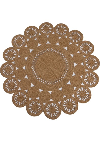 Reygon Ege 27 Hasır Daire Dekoratif El Örgüsü Kilim Yolluk Halı