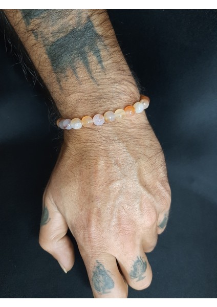 Mryart Bej Renk Doğal Taş Akik Taşı Bileklik Unisex modelleri