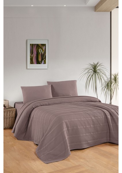 Pamuk Pike Yatak Örtüsü Seti -Lastikli Çarşaf - Yastık Kılıfı - Pike Örtüsü