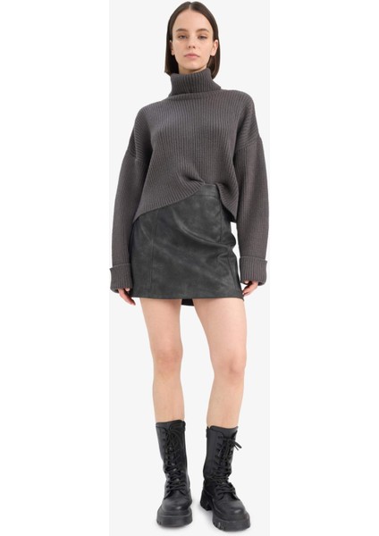 Oversize Geniş Kalıp Balıkçı Yaka Triko Kazak