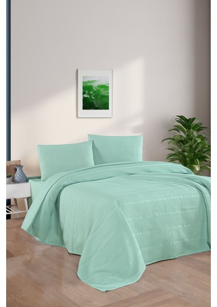 Pamuk Pike Yatak Örtüsü Seti -Lastikli Çarşaf - Yastık Kılıfı - Pike Örtüsü