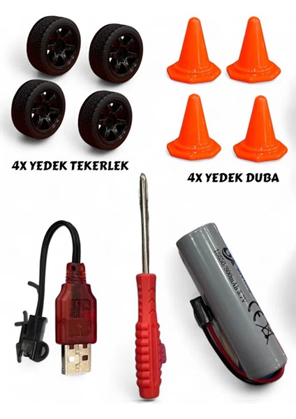 Sesli Işıklı Drift Atabilen 12 Km Hız Yapan Uzaktan Kumandalı Araba-Yedek Aksesuarlı Spor Araba