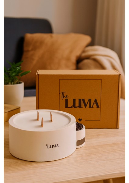 Luma Calm Box – Doğal Soya Mumlu, Kibrit Bölmeli Taş Dekoratif Mum + Doğal Sabun Hediyeli indirimleri