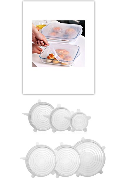 Silikon 2 Boy Kare Borcam Kapağı ve Silikon Streç Kapak 6'lı Tencere Kupa Bardak Bonesi modelleri