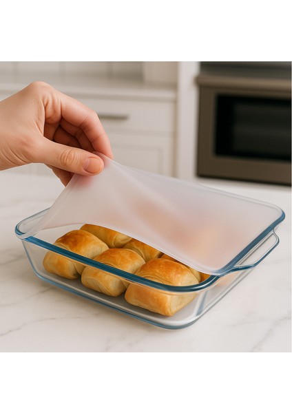 Silikon 2 Boy Kare Borcam Kapağı ve Silikon Streç Kapak 6'lı Tencere Kupa Bardak Bonesi