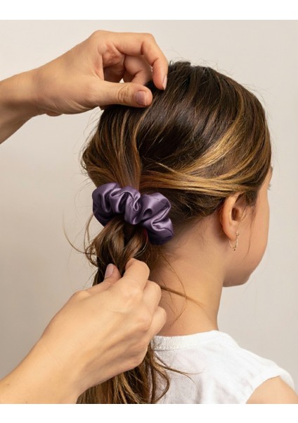 Kadın Saten Toka - Tozlu Orkide – Tekli Lüks Lastik Model Scrunchie modelleri