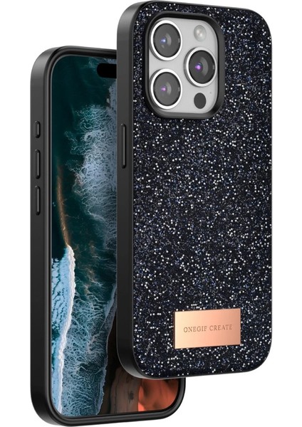 Buğz Onegif Iphone 14 Pro Bright Simli Kapak - Siyah