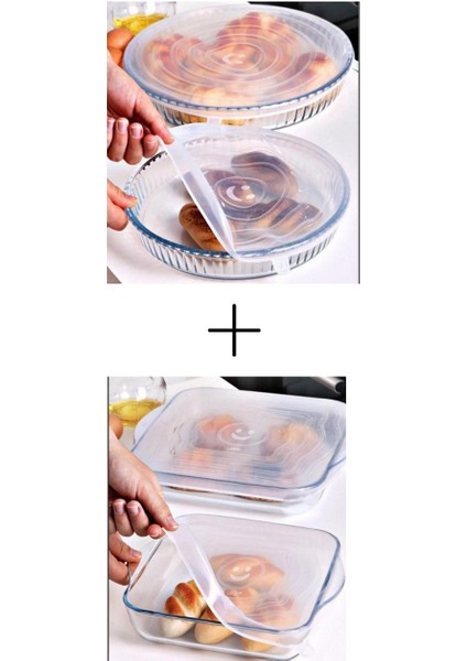 Silikon 2 Boy Kare ve Yuvarlak Borcam Kapağı-Tazeliği Koruyan Streç Kapaklar indirimleri