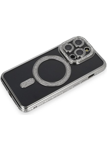 Buğz Newface Iphone 14 Pro Max Kılıf Joke Simli Magneticsafe Kılıf - Gri modelleri