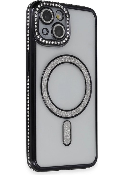 Buğz Newface Iphone 13 Kılıf Joke Simli Magneticsafe Kılıf - Siyah