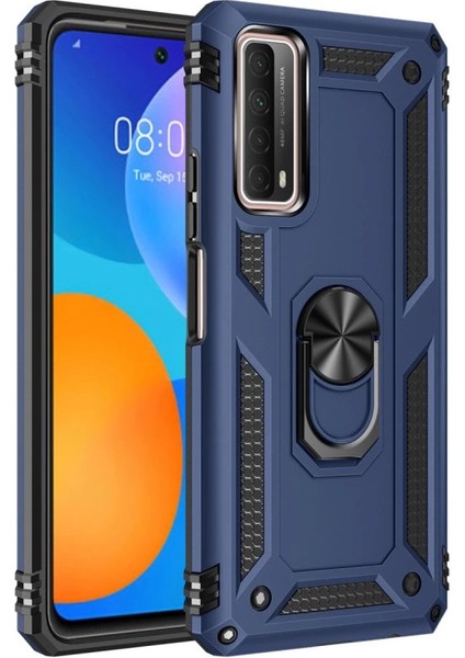 Buğz Huawei P Smart 2021 Kılıf Sofya Yüzüklü Silikon Kapak - Lacivert