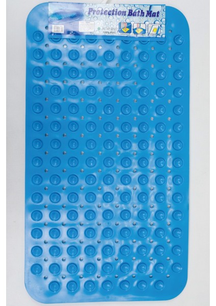 Dikdörtgen Yuvarlak Kabartma Silikon Kaydırmaz Taban Duşakabin ve Banyo Matı (MAVI)(70X40) fiyatları