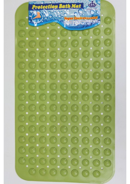 Dikdörtgen Yuvarlak Kabartma Silikon Kaydırmaz Taban Duşakabin ve Banyo Matı (YEŞIL)(70X40)