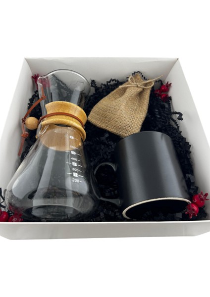 Kahve Seti Kahve Demleme Karafı 600 Ml, Siyah Seramik Kupa, Bez Kesede Filtre Kahve Seti fiyatları