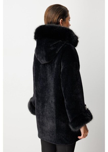 Kürk Detaylı Uzun Peluş Mont 6031-26K indirimleri