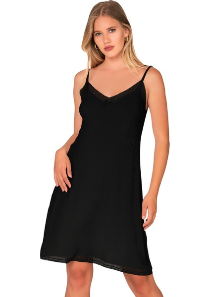 Özkan 27731 Kadın Viskon Premium Kumaş Kaşkorse Dantel Detaylı Diz Üstü Kombinezon Elbise Astar Jüpon modelleri