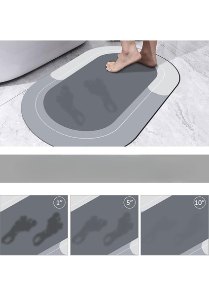 Dilan Store 2 Adet Oval Sihirli Su Emici Banyo Paspası Kaymaz Tabanlı Abdest Paspası 38X58 cm D-60 fiyatları