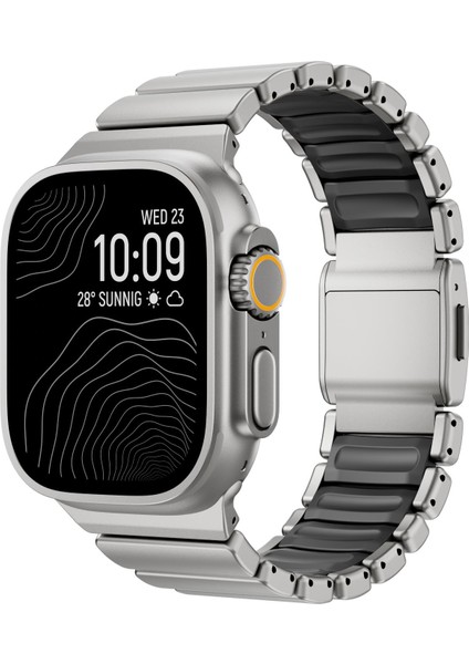 Apple Watch Ultra 2 3 49 mm Uyumlu Titanyum Kordon Silikon Iç Yüzey Hafif Premium Kayış