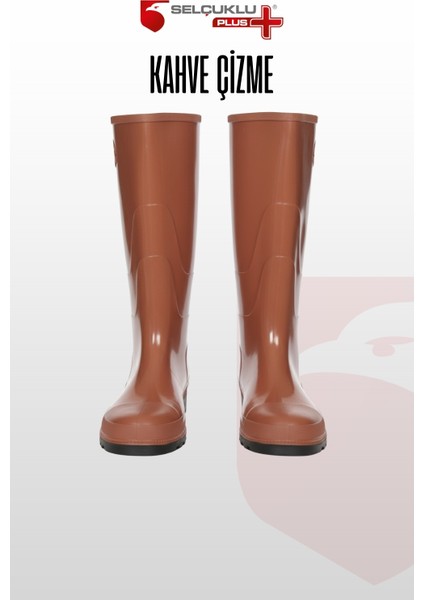 Kahverengi Pvc Iş Çizmesi | Balıkçı Çizmesi | Av Çizmesi | Su Geçirmez, Kaymaz Taban, Hafif, Dayanıklı Pvc Burunsuz Çizme
