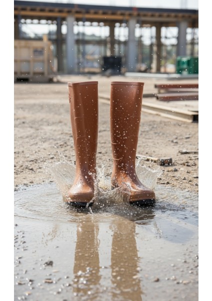 Kahverengi Pvc Iş Çizmesi | Balıkçı Çizmesi | Av Çizmesi | Su Geçirmez, Kaymaz Taban, Hafif, Dayanıklı Pvc Burunsuz Çizme fırsatları