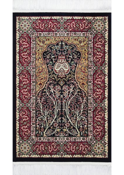 Sateen Afghan Seccade Scd 02 Red Yüksek Dokuma Sıklığına Sahip Şık Desenli Yumuşak Tuşeli Seccade