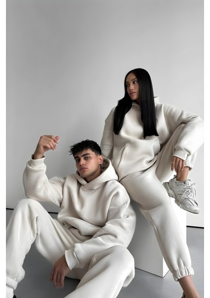 Kadın Erkek Çiftlere Özel 3 Iplik Kalın Oversize Kapüşonlu Eşofman Takımı – Tekli modelleri