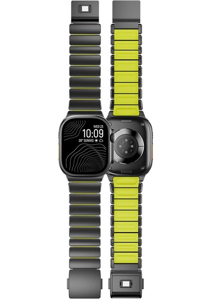 Apple Watch 7 8 9 45 mm Uyumlu Titanyum Kordon Silikon Iç Yüzey Hafif Premium Kayış fırsatları