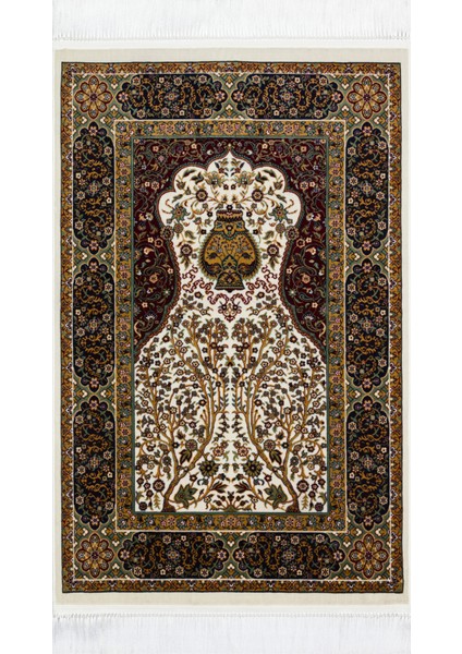 Sateen Afghan Seccade Scd 02 Gold Yüksek Dokuma Sıklığına Sahip Şık Desenli Yumuşak Tuşeli Seccade