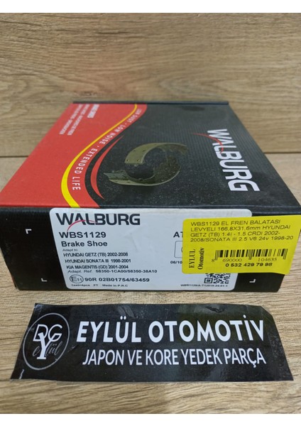 WBS1129 58305-2KA00 El Fren Balatası Levyelı 166,8X31,6MM Hyundaı Getz (Tb) 1.4i - 1.5 Crdı 2002-2008/SONATA Iıı 2.5 V6 24V 1998-2001 fiyatları