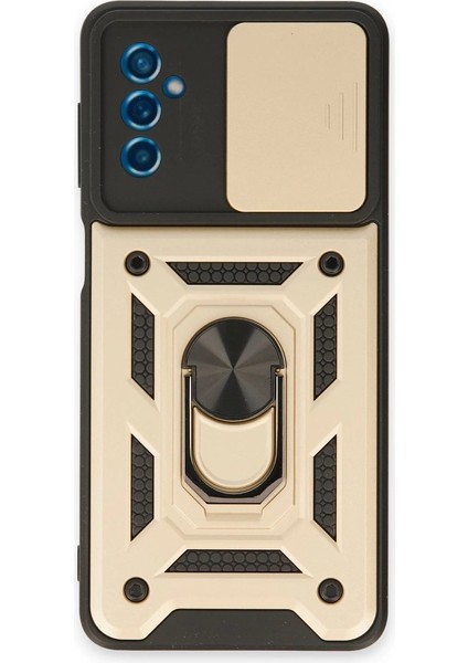 Buğz Samsung Galaxy M52 5g Kılıf Pars Lens Yüzüklü Silikon - Gold