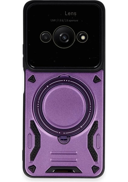 Buğz Xiaomi Poco C61 Kılıf Joy Lens Standlı Kapak - Mor