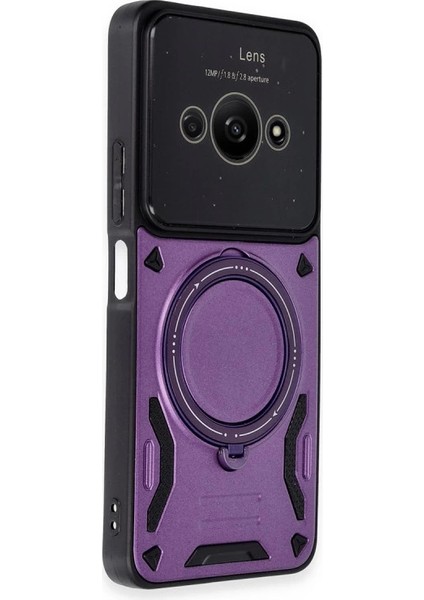 Buğz Xiaomi Poco C61 Kılıf Joy Lens Standlı Kapak - Mor fiyatları