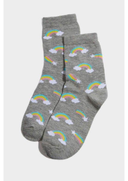 Kız Çocuk 3'lü Pamuklu Uzun Çorap