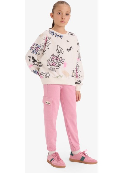 Kız Çocuk Kargo Cepli Beli Paçası Lastikli Jogger Eşofman Altı D2872A824WN