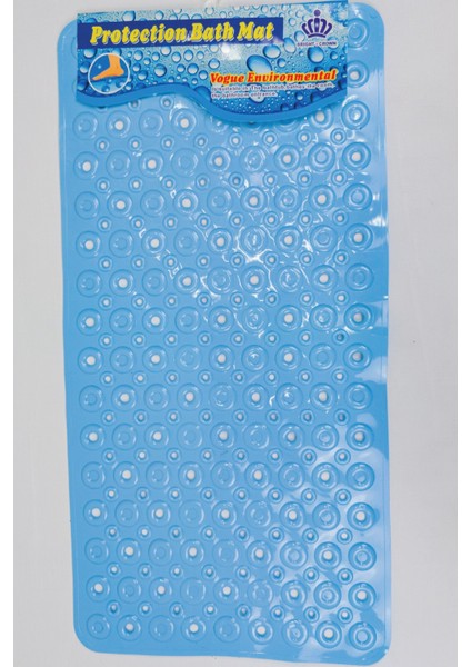 Dikdörtgen Kabartma Silikon Kaydırmaz Taban Duşakabin ve Banyo Matı (Açık MAVI)(65X35)